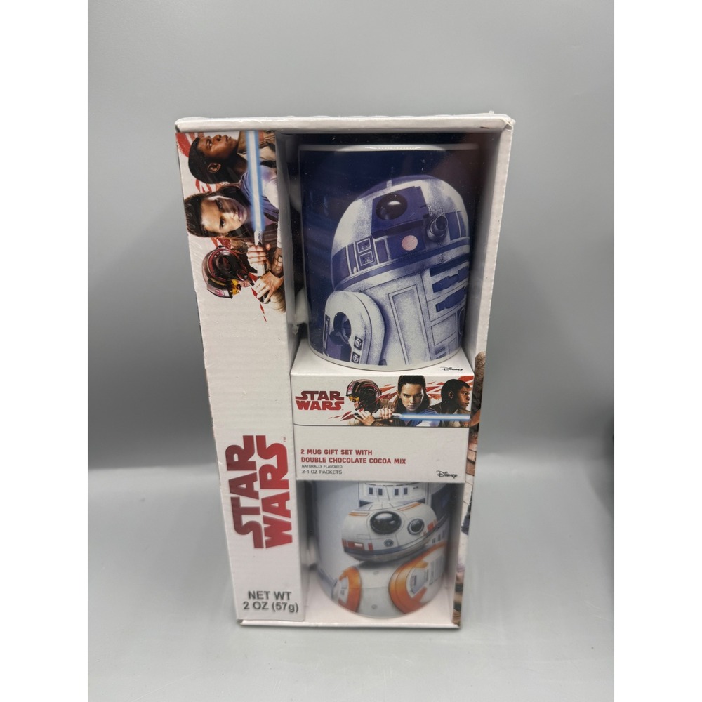 Disney Star Wars 2 Mug Gift Set R2-D2 BB-8 Double Chocolate Cocoa Mix New Sealed